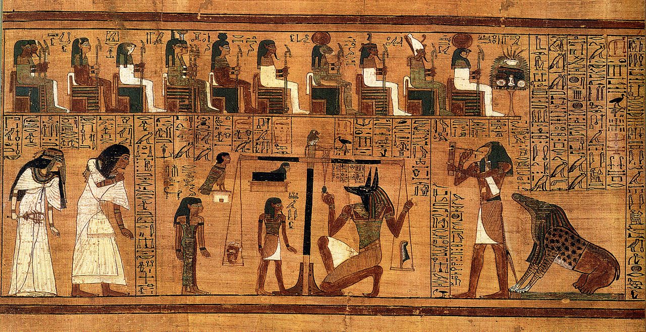 Weighing of the
        Heart scene
         from the Book of the Dead, Papyrus of Ani