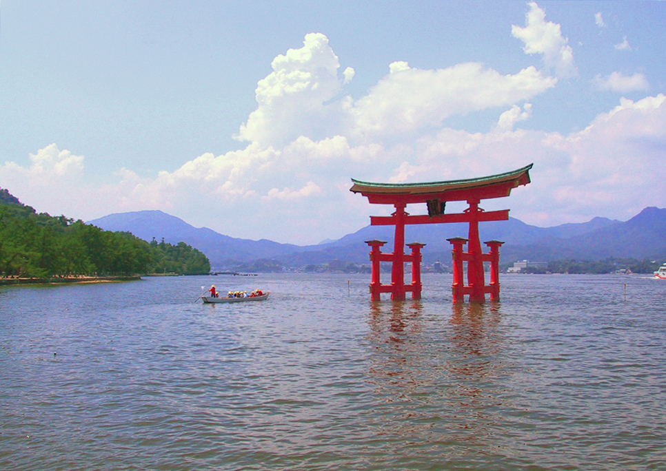 Itsukushima Shrine torii 
        gate, sacred
         Shinto site