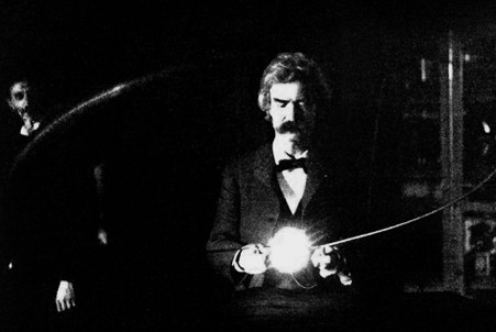 Twain in Tesla's lab
